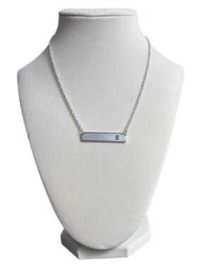 NWT Bansri Silver Initial Necklace S Minimalist Bar Pendant Dainty Layering